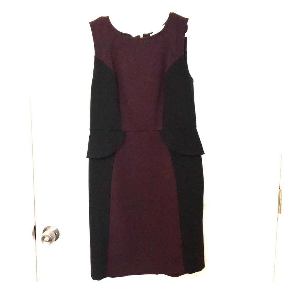Burgundy and black peplum dress